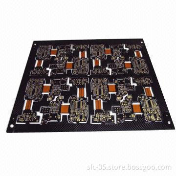6-layer rigid-flex PCBs, surface finish flash gold and soldermask black